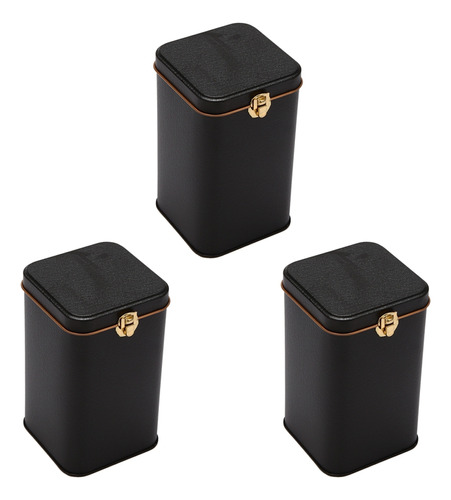 3 Latas De Chá De Metal High-grade Lock Tinplate Coffee Cand