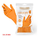 Luva Latex M Laranja Anatômica Resistente Limpeza Borracha