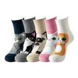 5 Pares Calcetas Para Mujer Calcetines De Animal Gato Perro