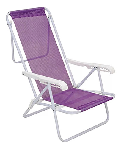 Cadeira De Praia Piscina Reclinável 8 Posições Alumínio Mor Cor Lilás