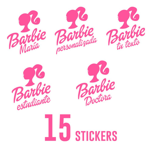 Calcomanía Barbie Personalizada Vinil 15 Stickers Lap Lonche