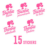 Calcomanía Barbie Personalizada Vinil 15 Stickers Lap Lonche