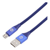 Cable De Datos Micro Usb Nylon Mallado Mobo Color Azul