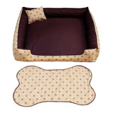 Cama Para Dog Caminha Pra Cachorro Grande Gg 95x95cm +tapete Cor Marrom Coroa