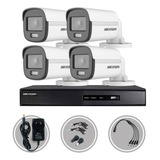 Kit Seguridad Hikvision Dvr 4ch + 4 Camara 2mp Audio Colorvu