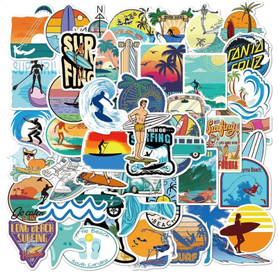 50 Pegatinas Con Grafiti Para Equipaje, Surf, Surf, Playa Y