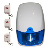 Alarma Comunitaria 240 Db Luz Azul + Bateria + 3 Controles