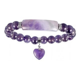 Pulsera Corazón Cuarzo Amatista Brazalete Esclava Pareja