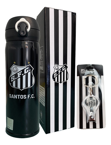 Kit Santos Fc Garrafa Inox Termica + Chaveiro Cortador Unha