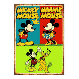 1 Cartel Metalico Letrero Dibujos Mickey Mouse Y Mini 40x28 