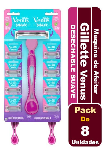 Gillette Venus 3 Hojas Maquina Desechable Pack De 8 Unidades