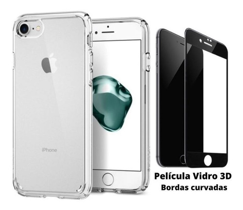 Kit Capa Space+ Película De Vidro 3d Compatível iPhone 7 / 8