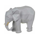 Escultura Poliresina Elefante Cinza Dourado 20x27x14cm