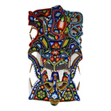 Máscara Madera Arte Huichol Alebrije Shaquira Alebrijes 40cm