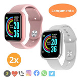 2 Smartwatch Para Celulares Design Inovadorpulseira Moderna Cor Da Pulseira 1 Rose 1 Prata