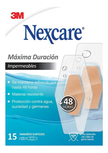 Nexcare Maxima Duracion Impermeable 48 Hrs Surtidos 15 Uni