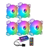 Kit Ventilador Crystal Diamond 5x Rgb + Hub + Mando A Distan