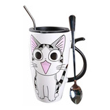 Taza De Gato Mug Con Tapa Con Boquilla Tazón Gato Chi/ Ryc