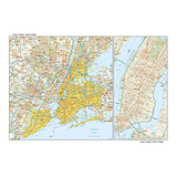 Mapa Mural De Nueva York, Grande, Laminado De 43,5 X 29