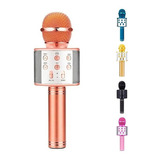 Micrófono Karaoke Bluetooth Recargable Efecto Parlante Niños Color Rose Gold