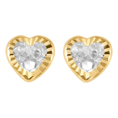 Broqueles Corazón Con Zirconia Bisel Oro 10k Aretes Para Mujer O Niña 5mm Diseño Elegante Y Fino Hipoalergénicos Alta Calidad Perfectos Para Uso Diario Joyería Delicada Duradera | Meses sin interés