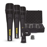 Kit X3 Micrófonos Profesionales Skp Pro-33k Set Dinámicos