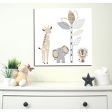 Vinilo Decorativo 45x45cm Infantil Animales Beige Gris