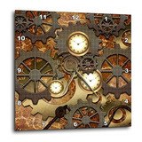 Reloj De Pared 3d Rose Steampunk Gears En Diseño Dorado, 15 