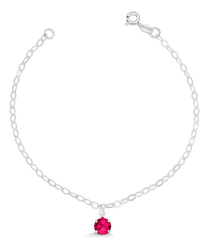 Pulseira Ponto De Luz Rosa Escuro Prata 925