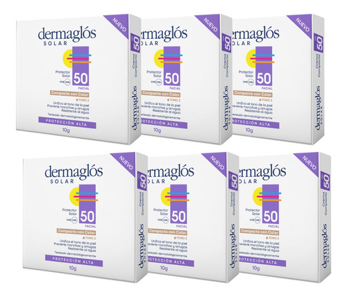 Combo X6 Dermaglos Crema Compacta Con Color Fps50 Tono 02