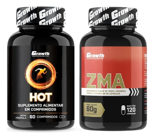 Hot 60 Caps Termogênico + Zma 120 Caps Growth Supplements