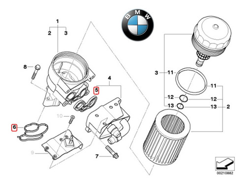 Empaques Base Filtro Aceite Bmw X3 E83 Lci 2.0i Repuesto Foto 3