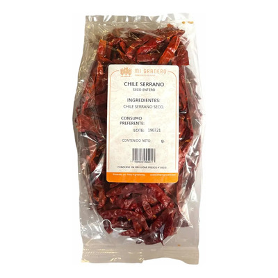Chile Serrano Seco Entero Sin Cola 1 Kilo
