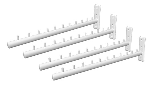 Kit 04 Araras Rt De Parede Branco 40cm Para 44 Cabides Reto