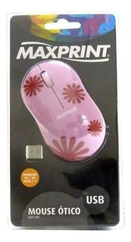 Mouse Óptico Maxprint Usb Rosa Florido 