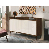 Buffet Aparador Balcão 4 Portas Para Sala Jantar Estar Malbec Off White Retrô Moderno Promoção