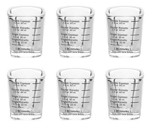 Taza Italiana De Café Espresso Shot Glass De 1 Onza, 6 Unida