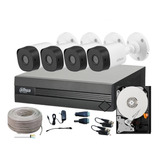 Kit Dvr Y 4 Camaras 2mp 1080p Lite Baluns Utp Dahua Disco