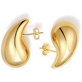 Aros Gruesos Dorados Para Mujer, Con Baño De Oro Real 18k