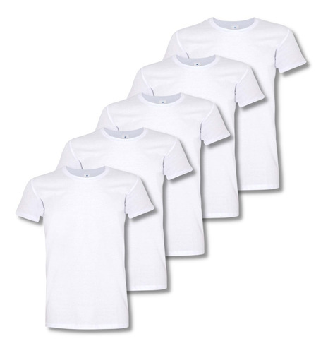 Camiseta Branca De Algodão No Atacado - Kit Com 5 Camisetas