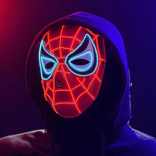 Mascara Cosplay Spider Man  Led 3 Efectos Luz De Plástico