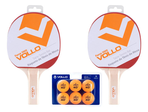 Kit Ping Pong Tênis De Mesa Vollo 2 Raquetes + 6 Bolas