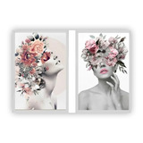 Dupla De Quadros Decorativo Feminino Abstrato Surreal 20x30