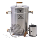 Combo Asador Ahumador Barril Acero Inox Grande Con Protector