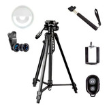 Kit Tripe 1,60m Anel Led Ring Light Lentes Youtuber Celular 