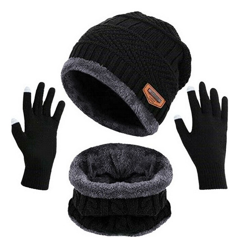 3 En 1 Gorro Bufanda Guantes Cuello Unisex Invierno Frío