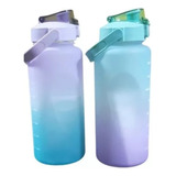 Pak 2 Botella Para Agua Motivacional Con Stiker 2d De 2lt