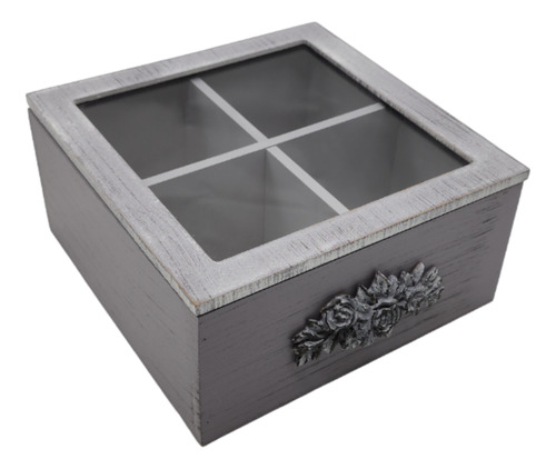 Caja De Te Porta Te Caja Para El Te Gris 4 Divisiones