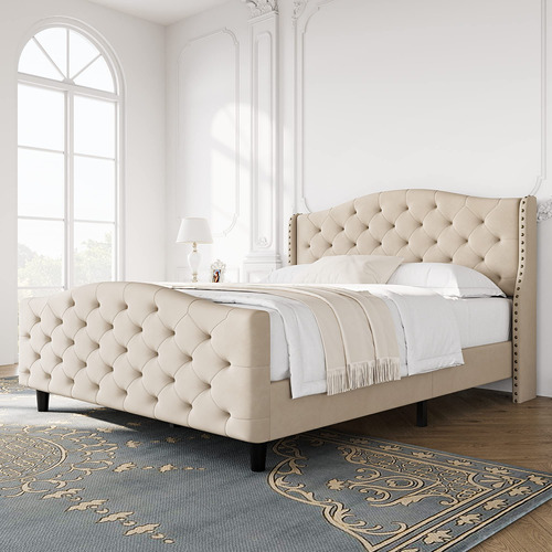 Idealhouse Base De Cama Tamano Queen Con Cabecera Y Estribo,