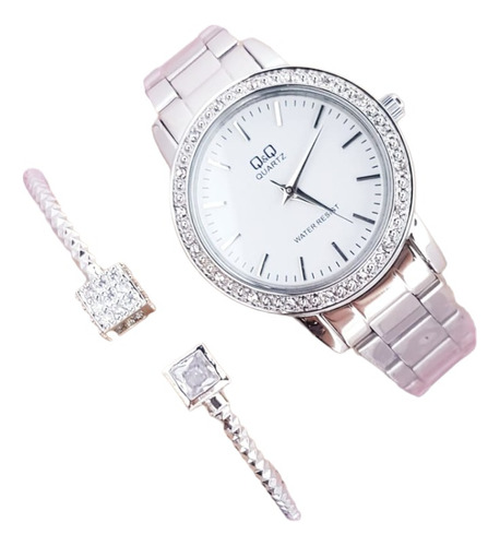 Reloj Q&q Dama  Con Brillantes 